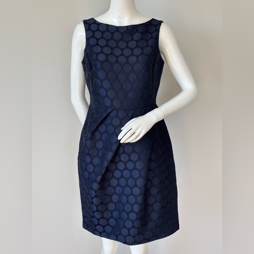 CH Carolina Herrera Navy Polka Dot Dress – Structured Sleeveless Cocktail Dress